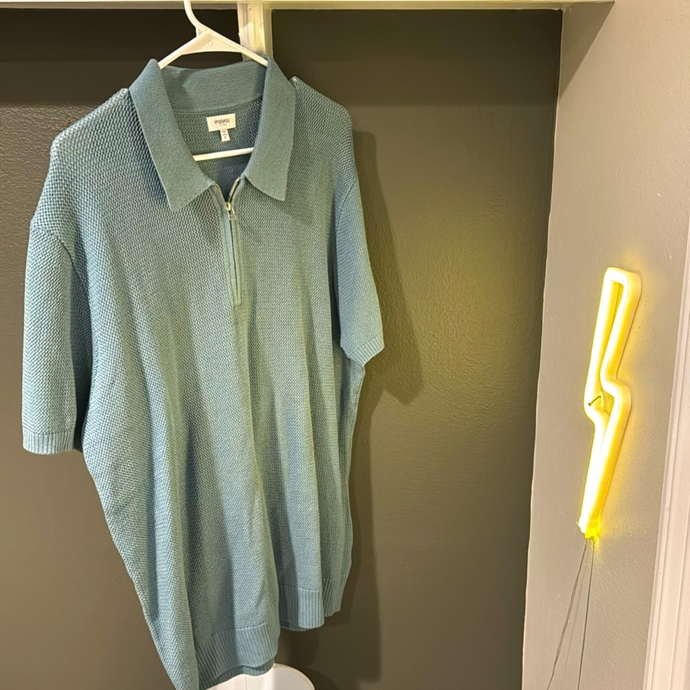 Men’s Hyden Yoo Knit Zipper Collared Short Sleeve Shirt